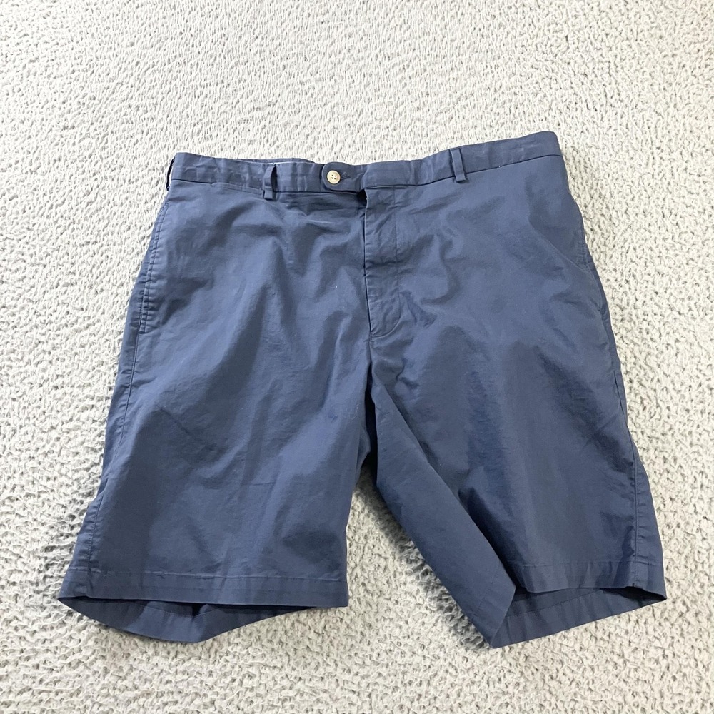 Peter Millar Shorts Mens 38 Blue Cotton Stretch Chino Casual Flat‎ Front